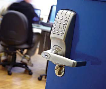 Digital lock on an office door